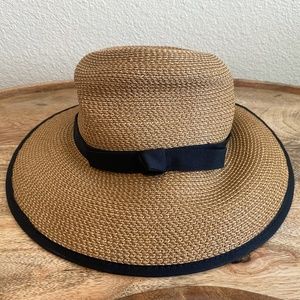 ERIC JAVITS Squishee Cap Sun Hat Natural Black Visor EUC!